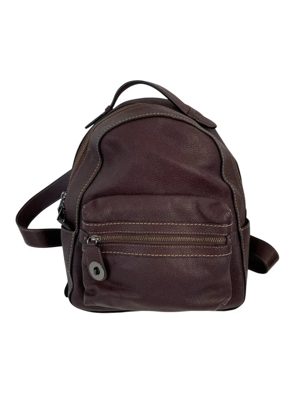 Coach Campus Backpack 35608 Oxblood Brown Polished Pebble Leather Turnlock EUC